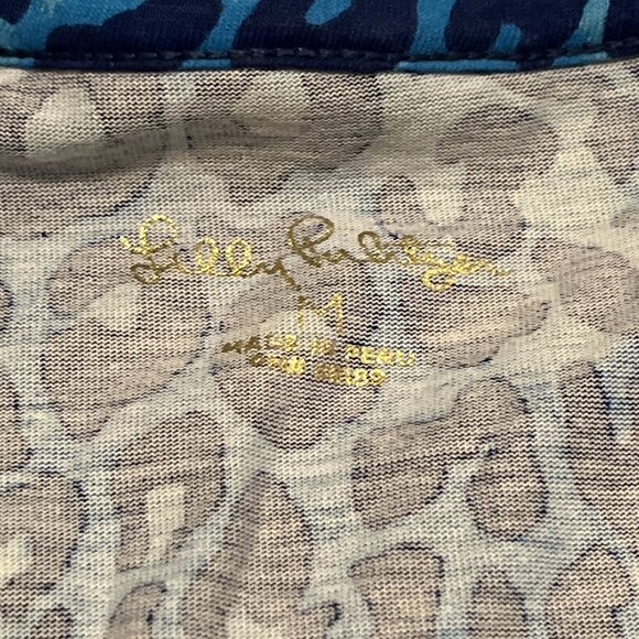 Lilly Pulitzer Etta Dress SZ Medium Oyster Bay Blue My Favorite Spot Pom V Neck - Picture 6 of 12